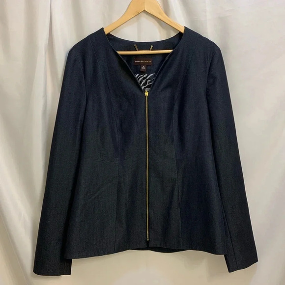 Dana Buchman Denim Look Navy Zip Front Jacket - size 10 - Picture 2 of 8